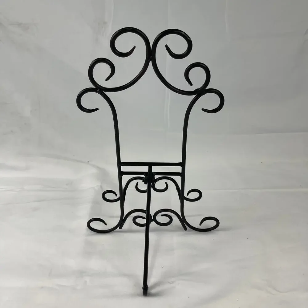 Wrought Iron Book Holder Rack Easel Bible Cookbook Art Display Black Metal